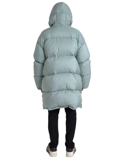 Dolce & Gabbana Light Blue Quilted Hooded Puffer Jacket Men by Dolce & Gabbana