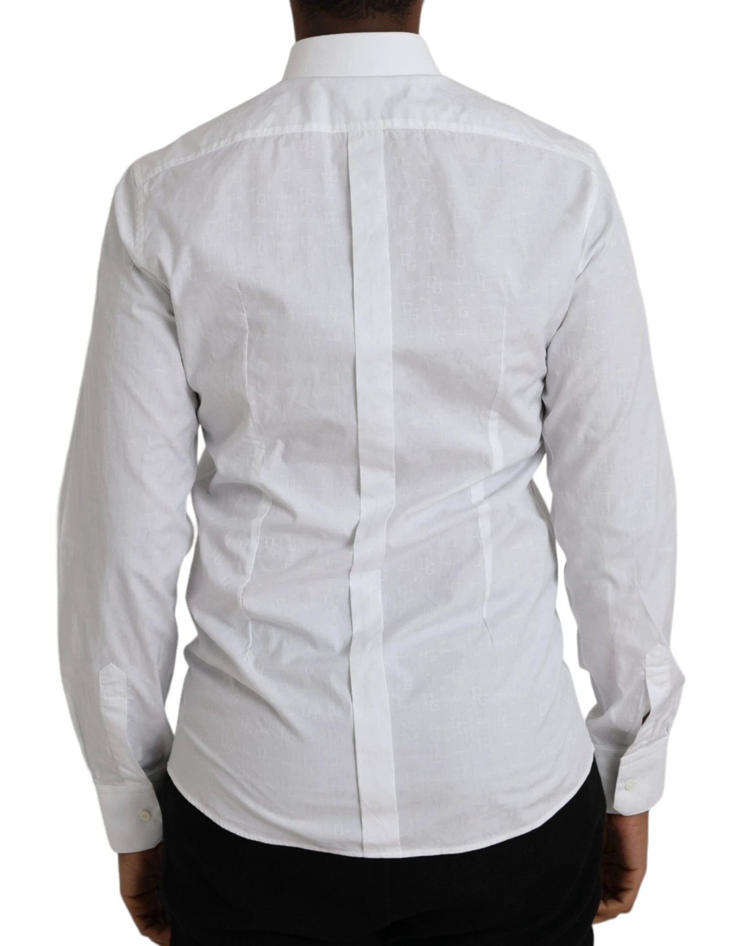 Dolce & Gabbana White Cotton Long Sleeve Dress GOLD Shirt by Dolce & Gabbana