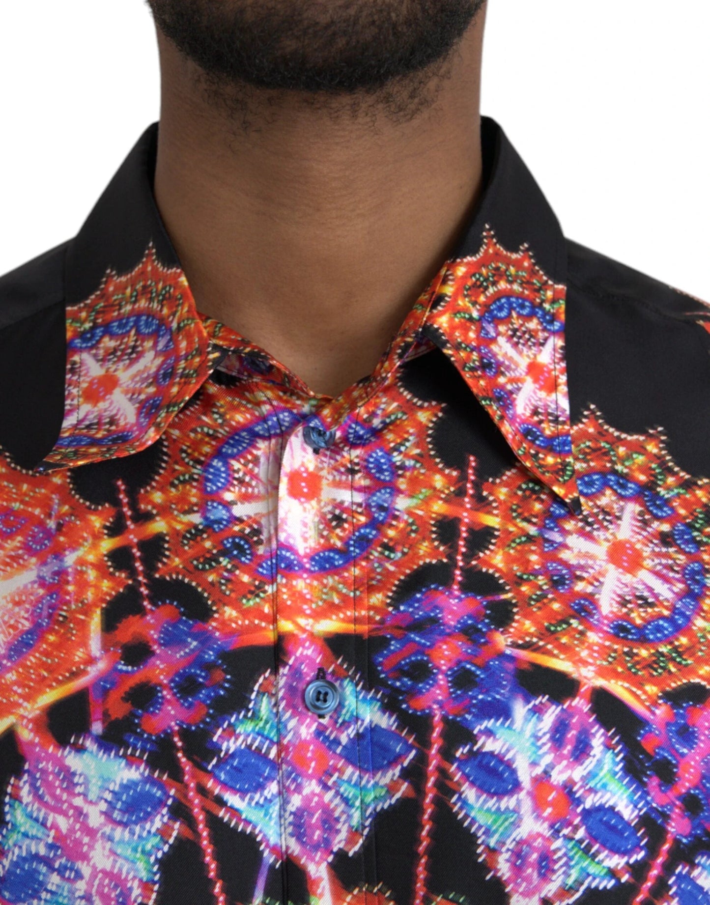 Dolce & Gabbana Multicolor Luminarie Silk Men Casual Shirt by Dolce & Gabbana