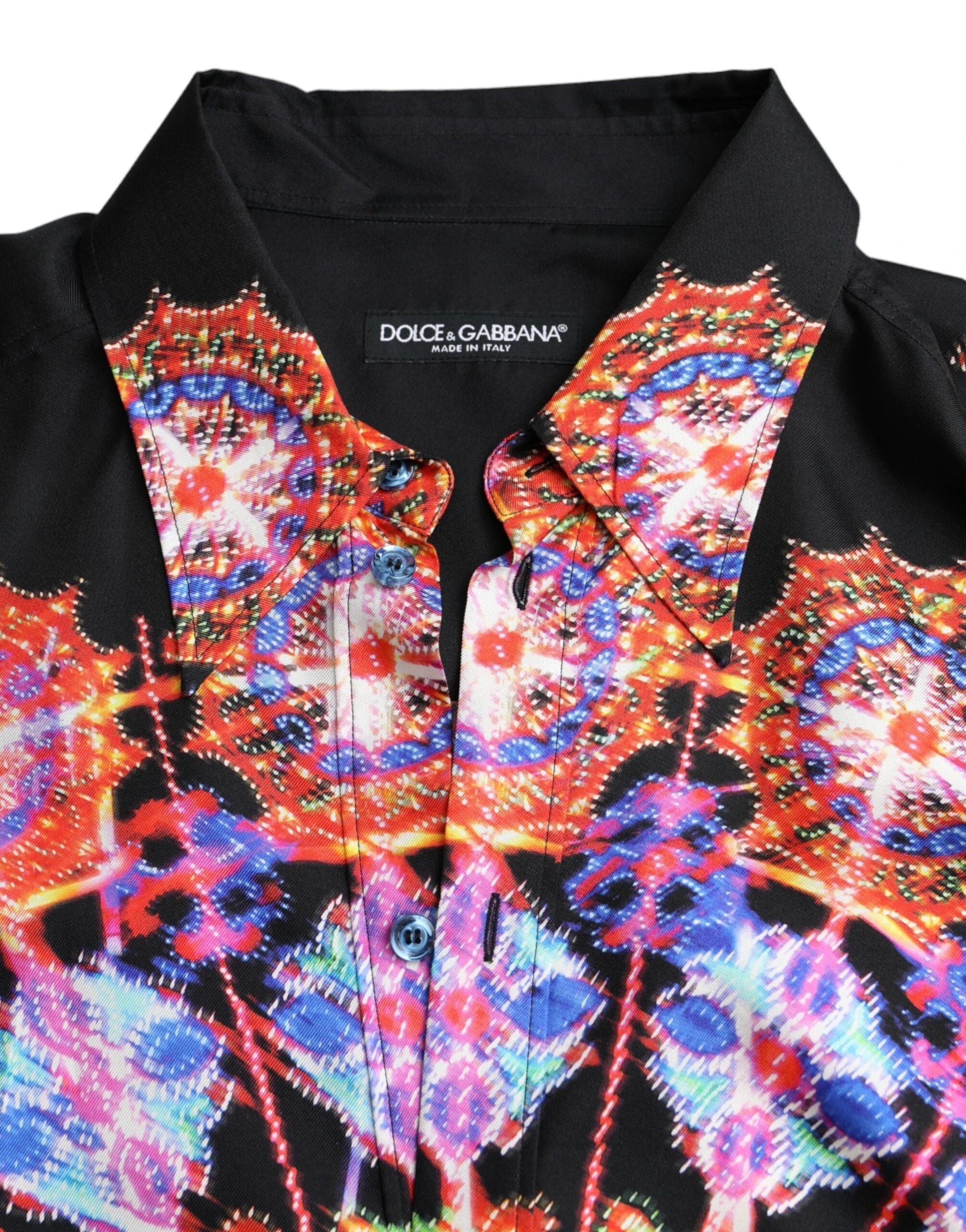 Dolce & Gabbana Multicolor Luminarie Silk Men Casual Shirt by Dolce & Gabbana