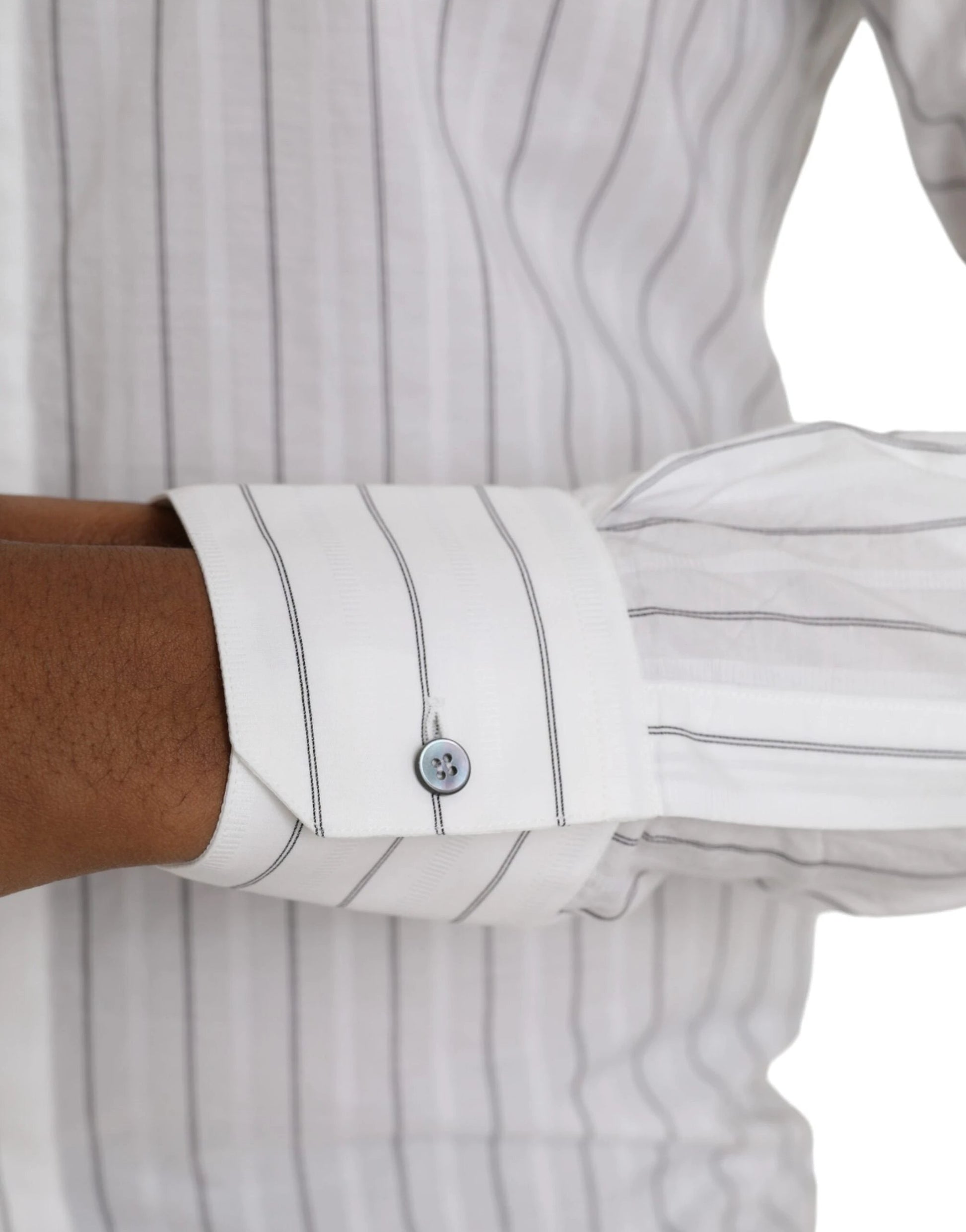 Dolce & Gabbana Black White Striped Formal Dress GOLD Shirt by Dolce & Gabbana