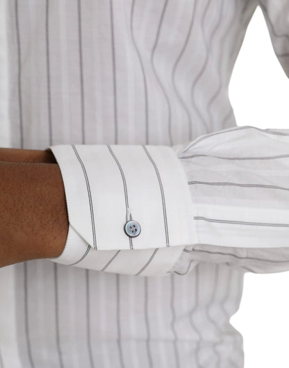 Dolce & Gabbana Black White Striped Formal Dress GOLD Shirt by Dolce & Gabbana