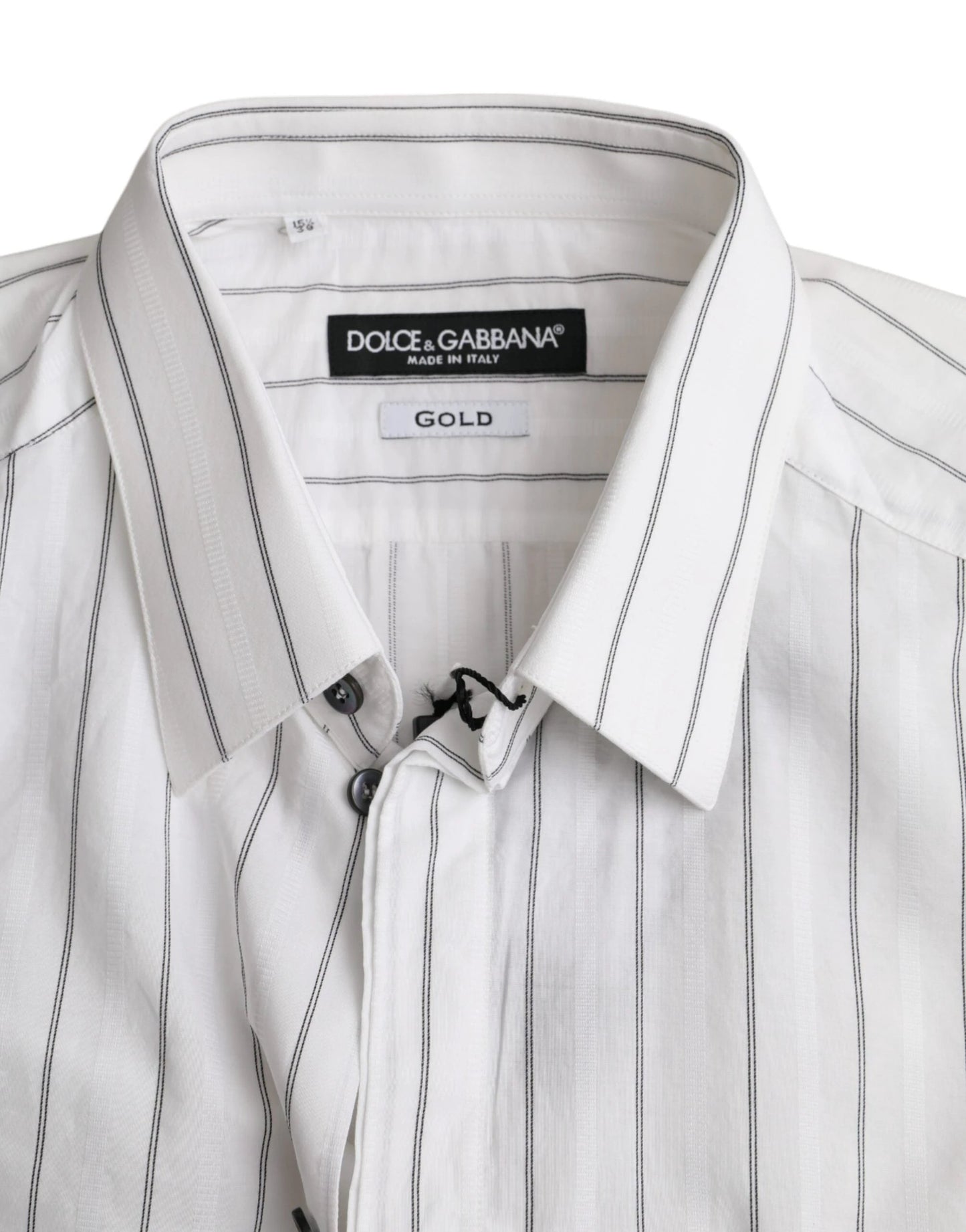 Dolce & Gabbana Black White Striped Formal Dress GOLD Shirt by Dolce & Gabbana