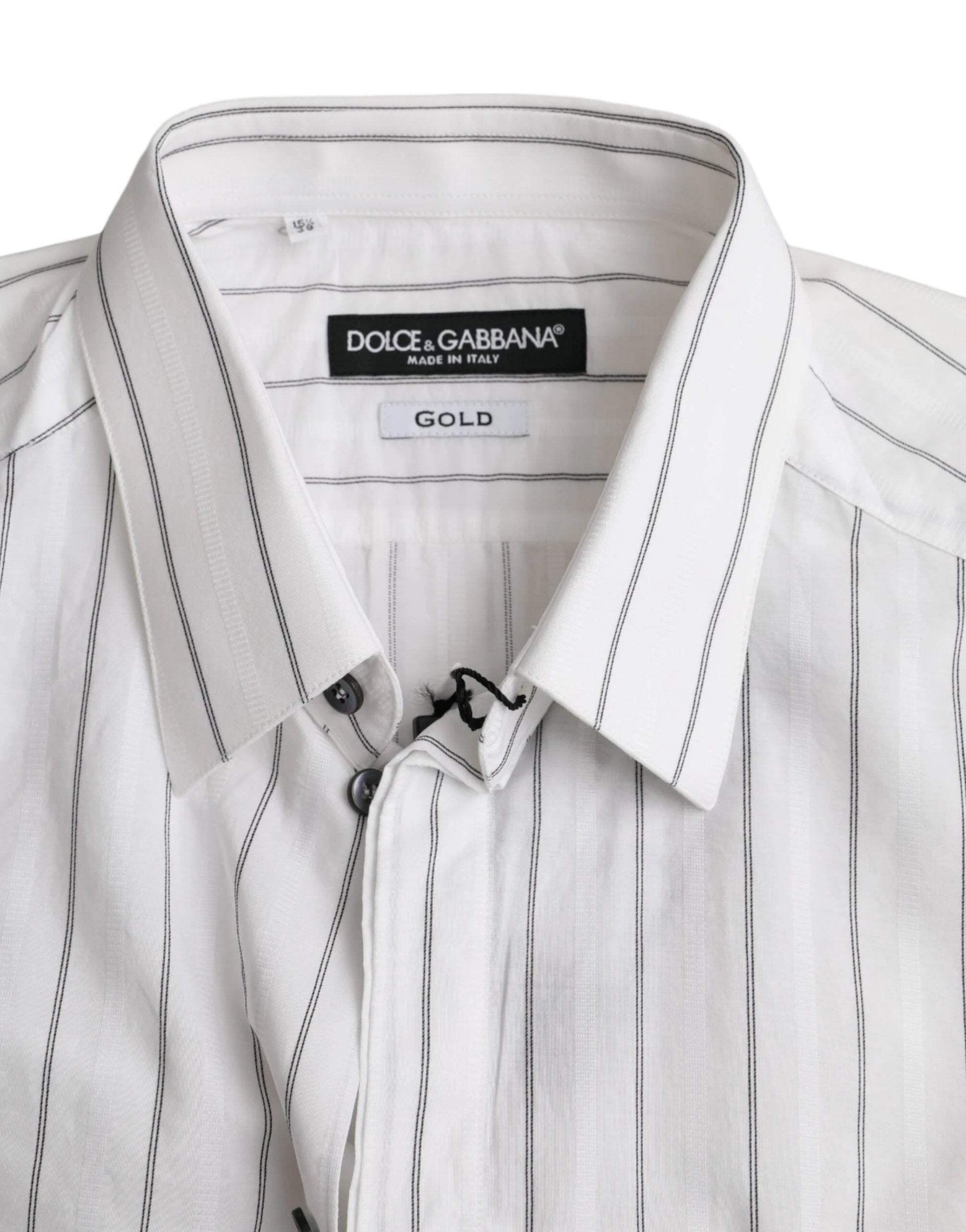Dolce & Gabbana Black White Striped Formal Dress GOLD Shirt by Dolce & Gabbana