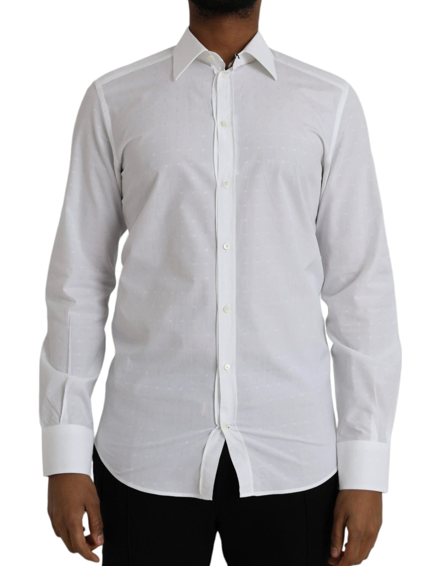 Dolce & Gabbana White Logo Cotton Men Dress GOLD Shirt by Dolce & Gabbana