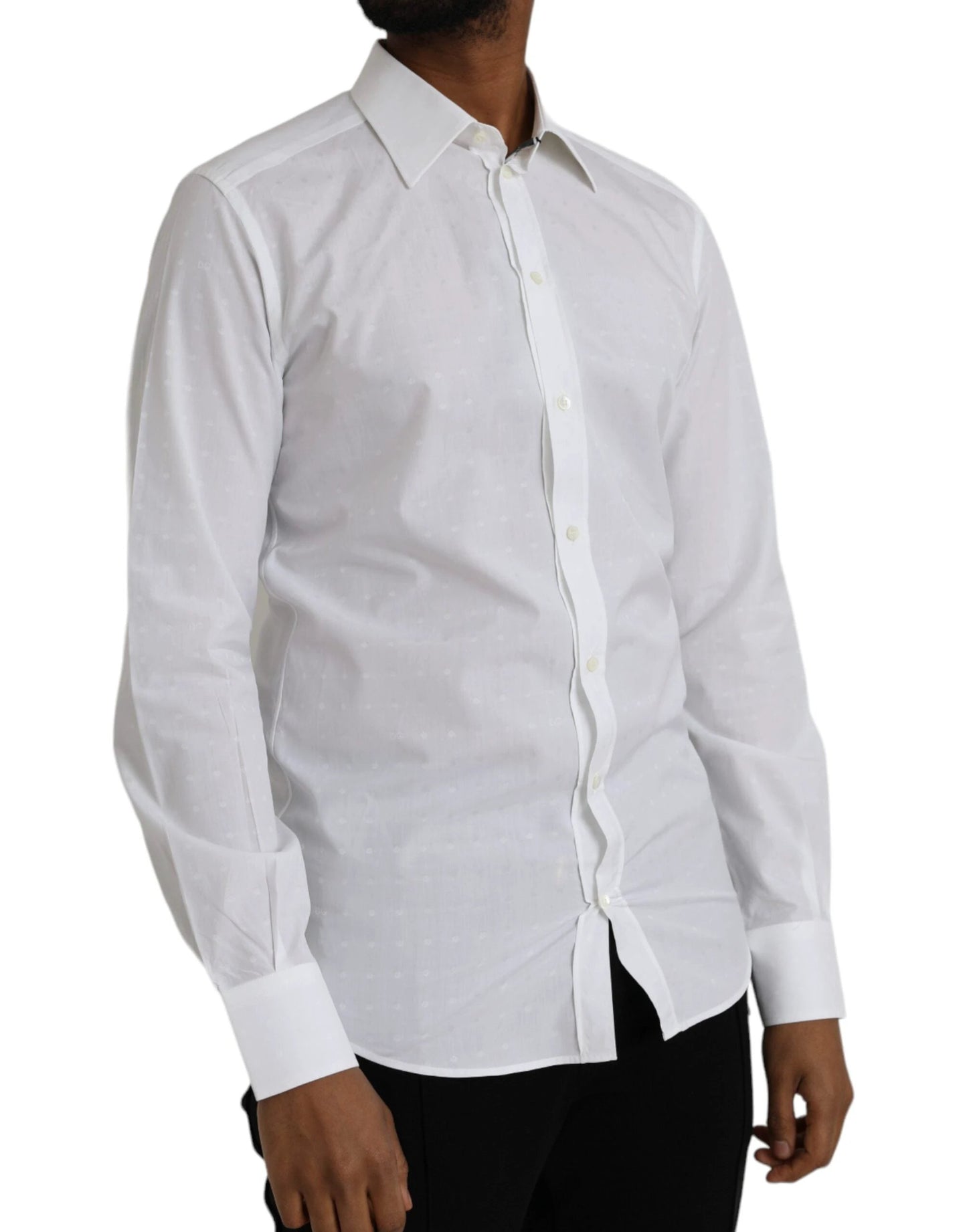 Dolce & Gabbana White Logo Cotton Men Dress GOLD Shirt by Dolce & Gabbana