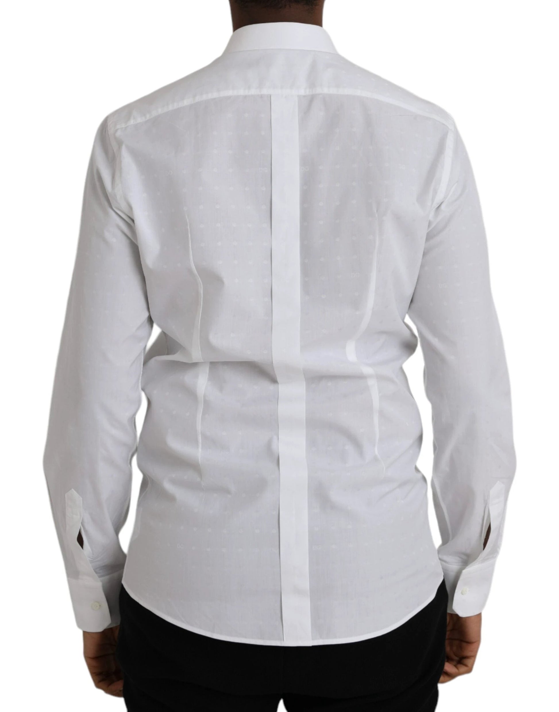 Dolce & Gabbana White Logo Cotton Men Dress GOLD Shirt by Dolce & Gabbana