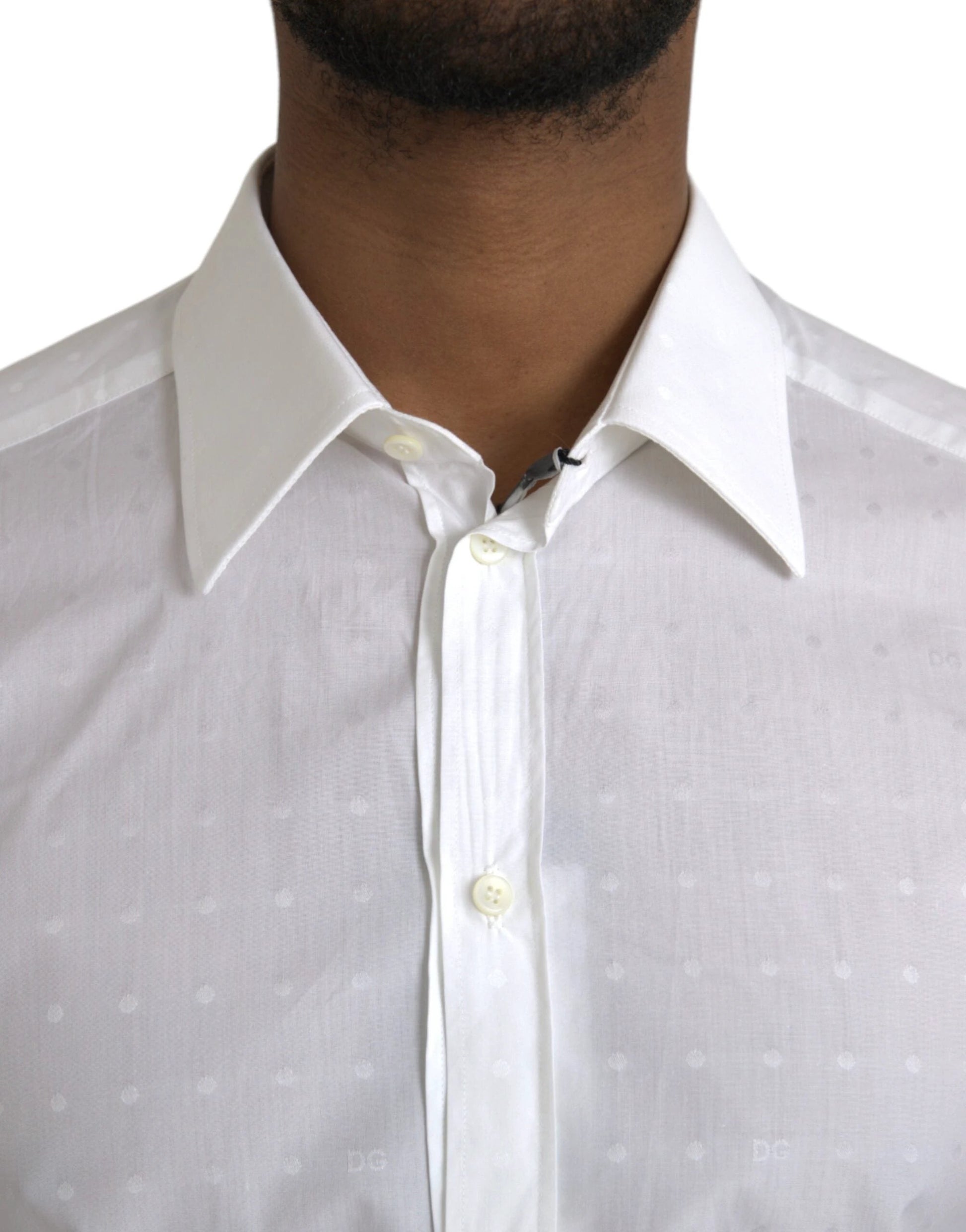 Dolce & Gabbana White Logo Cotton Men Dress GOLD Shirt by Dolce & Gabbana