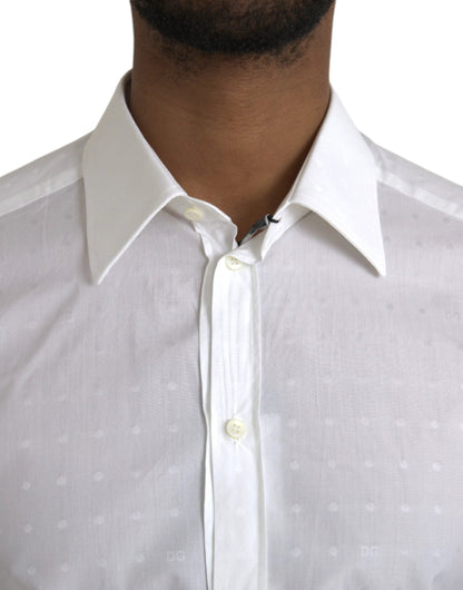 Dolce & Gabbana White Logo Cotton Men Dress GOLD Shirt by Dolce & Gabbana
