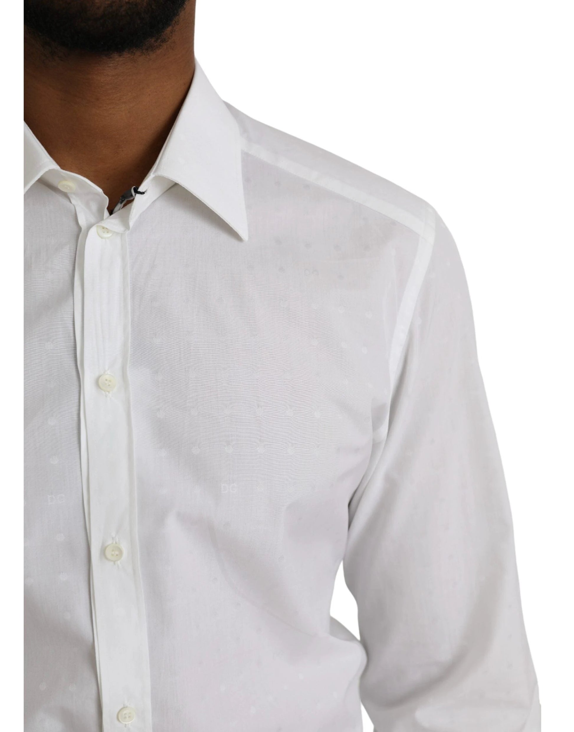 Dolce & Gabbana White Logo Cotton Men Dress GOLD Shirt by Dolce & Gabbana