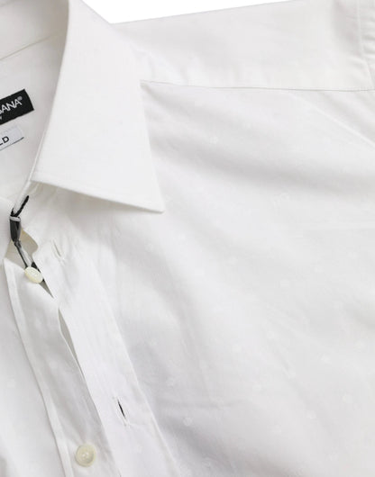 Dolce & Gabbana White Logo Cotton Men Dress GOLD Shirt by Dolce & Gabbana