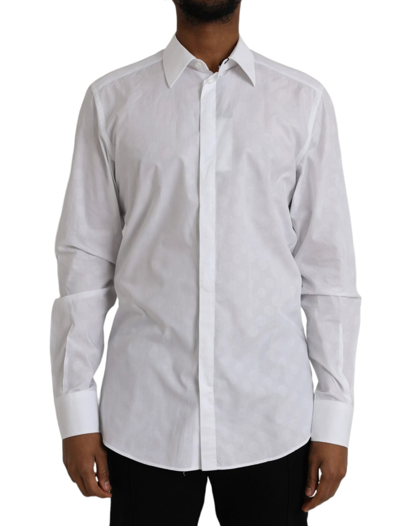 Dolce & Gabbana White Polka Dotted Cotton Dress GOLD Shirt by Dolce & Gabbana