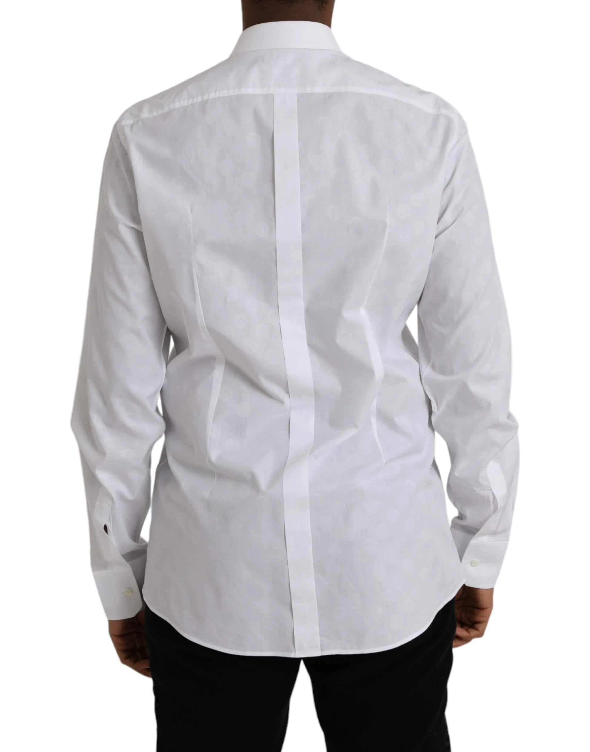 Dolce & Gabbana White Polka Dotted Cotton Dress GOLD Shirt by Dolce & Gabbana