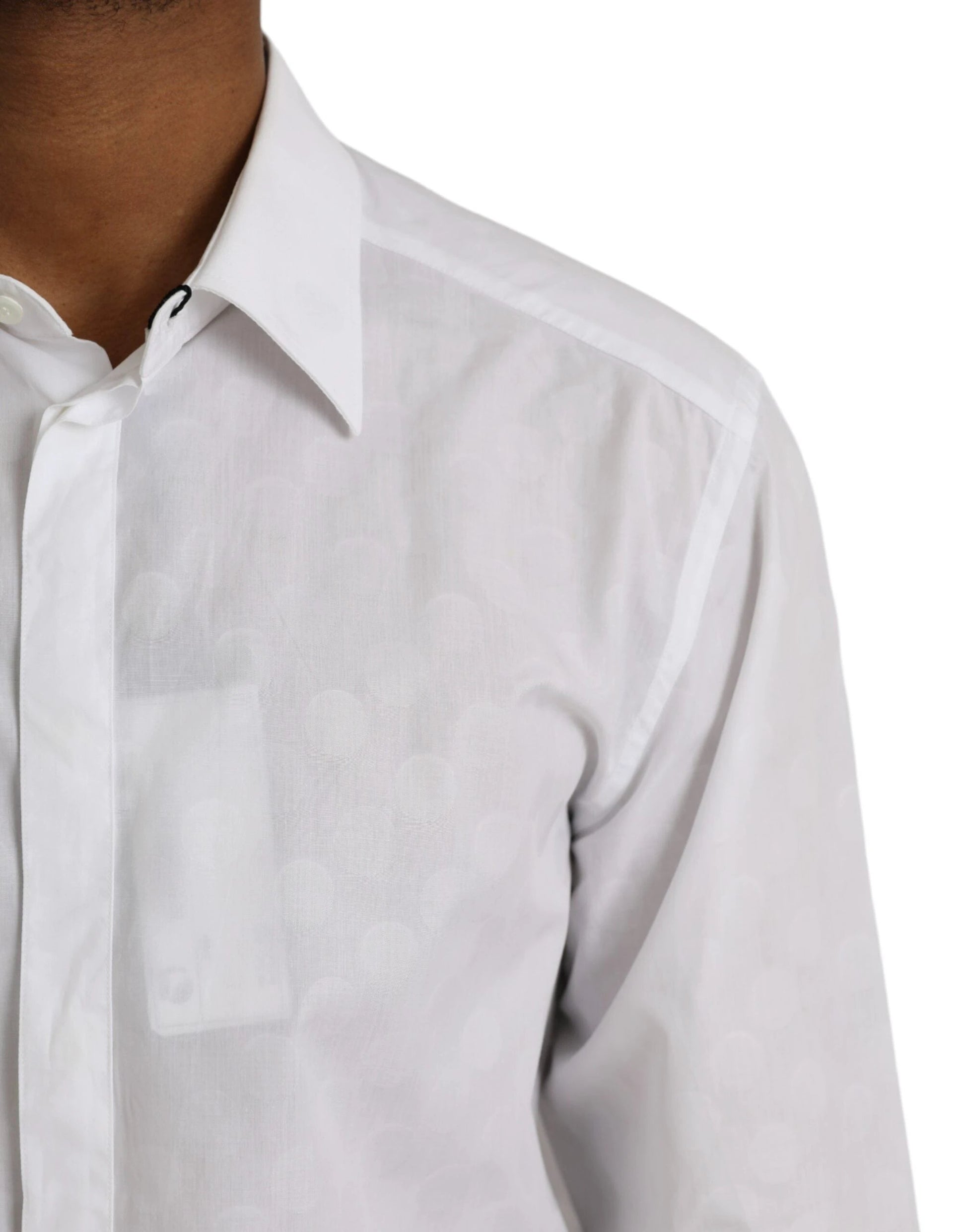 Dolce & Gabbana White Polka Dotted Cotton Dress GOLD Shirt by Dolce & Gabbana