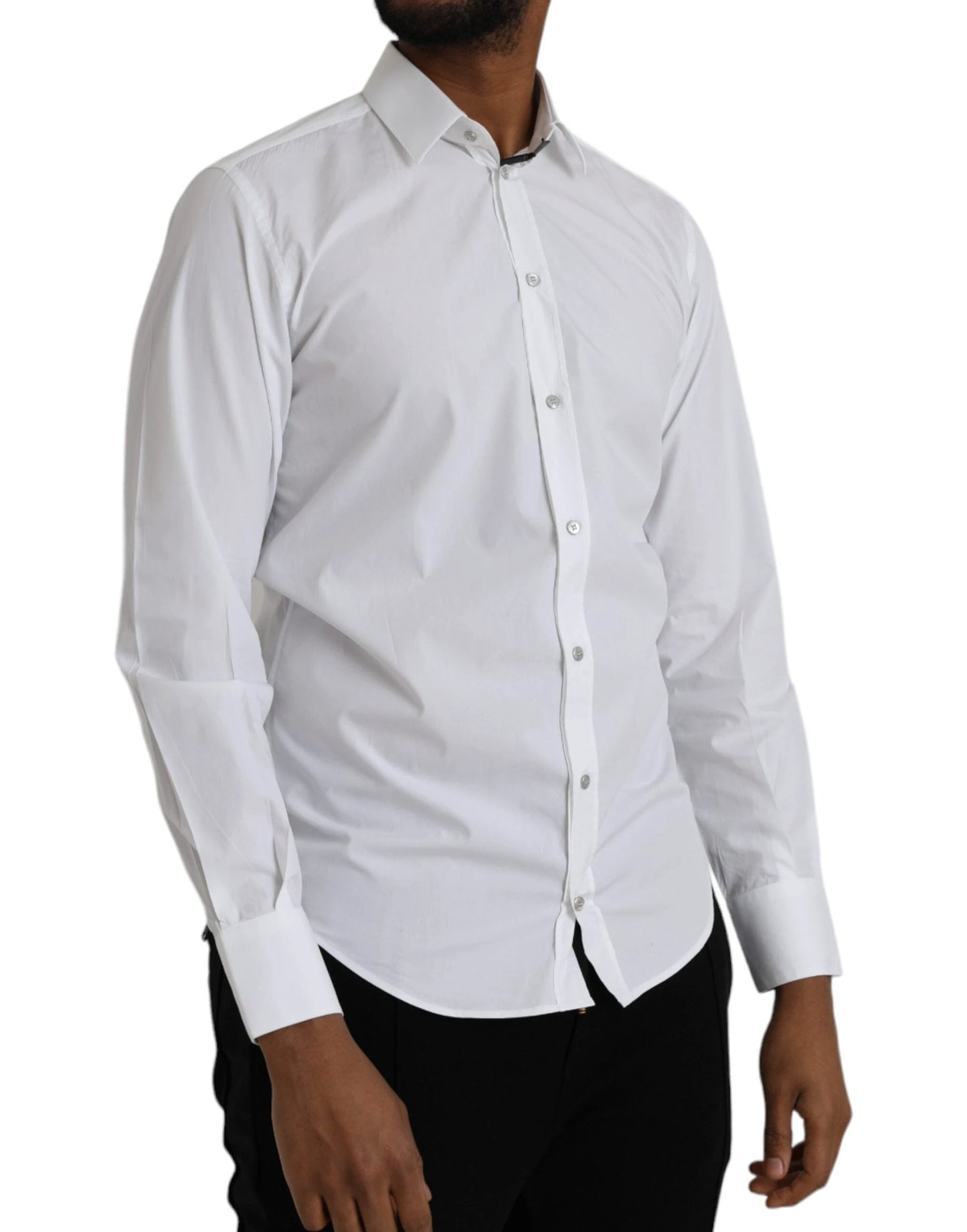Dolce & Gabbana White Cotton Long Sleeve Dress MARTINI Shirt by Dolce & Gabbana