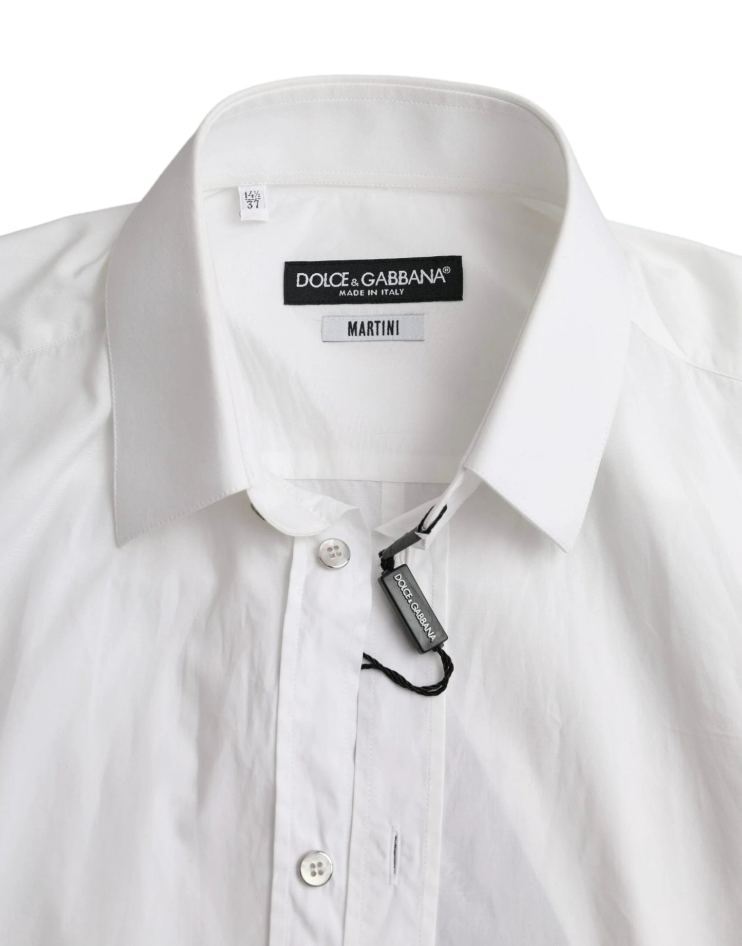 Dolce & Gabbana White Cotton Long Sleeve Dress MARTINI Shirt by Dolce & Gabbana