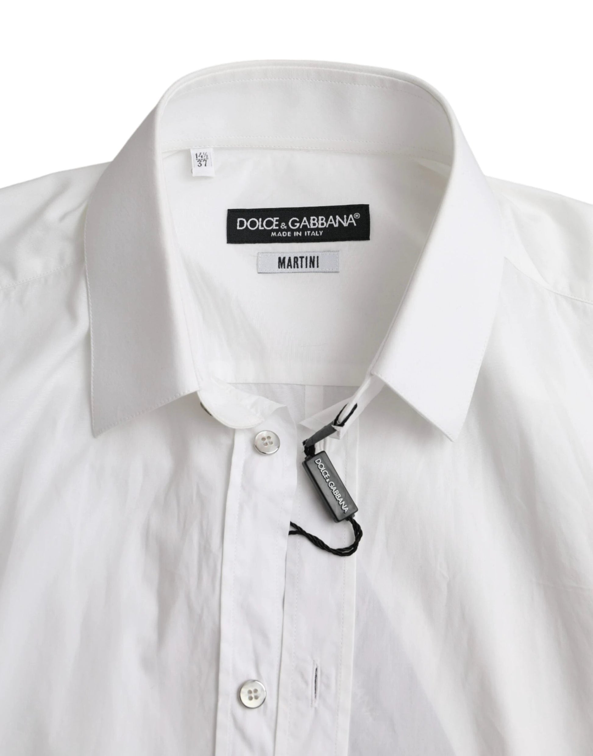Dolce & Gabbana White Cotton Long Sleeve Dress MARTINI Shirt by Dolce & Gabbana