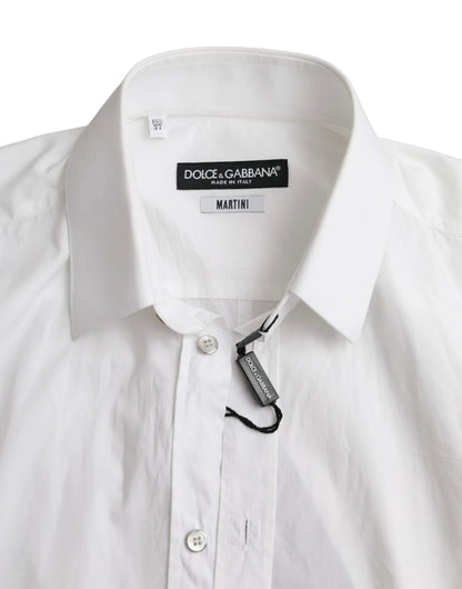 Dolce & Gabbana White Cotton Long Sleeve Dress MARTINI Shirt by Dolce & Gabbana