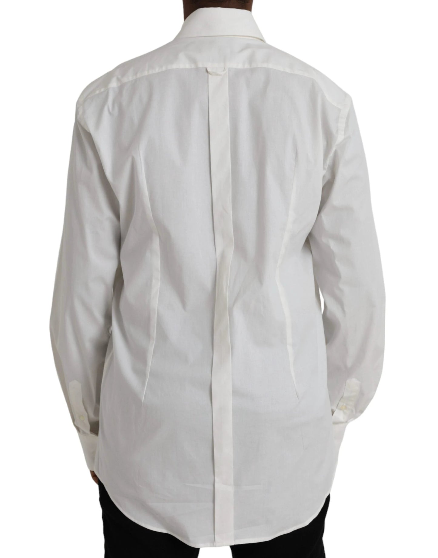 Dolce & Gabbana White Cotton Dress Slim Fit GOLD Shirt by Dolce & Gabbana