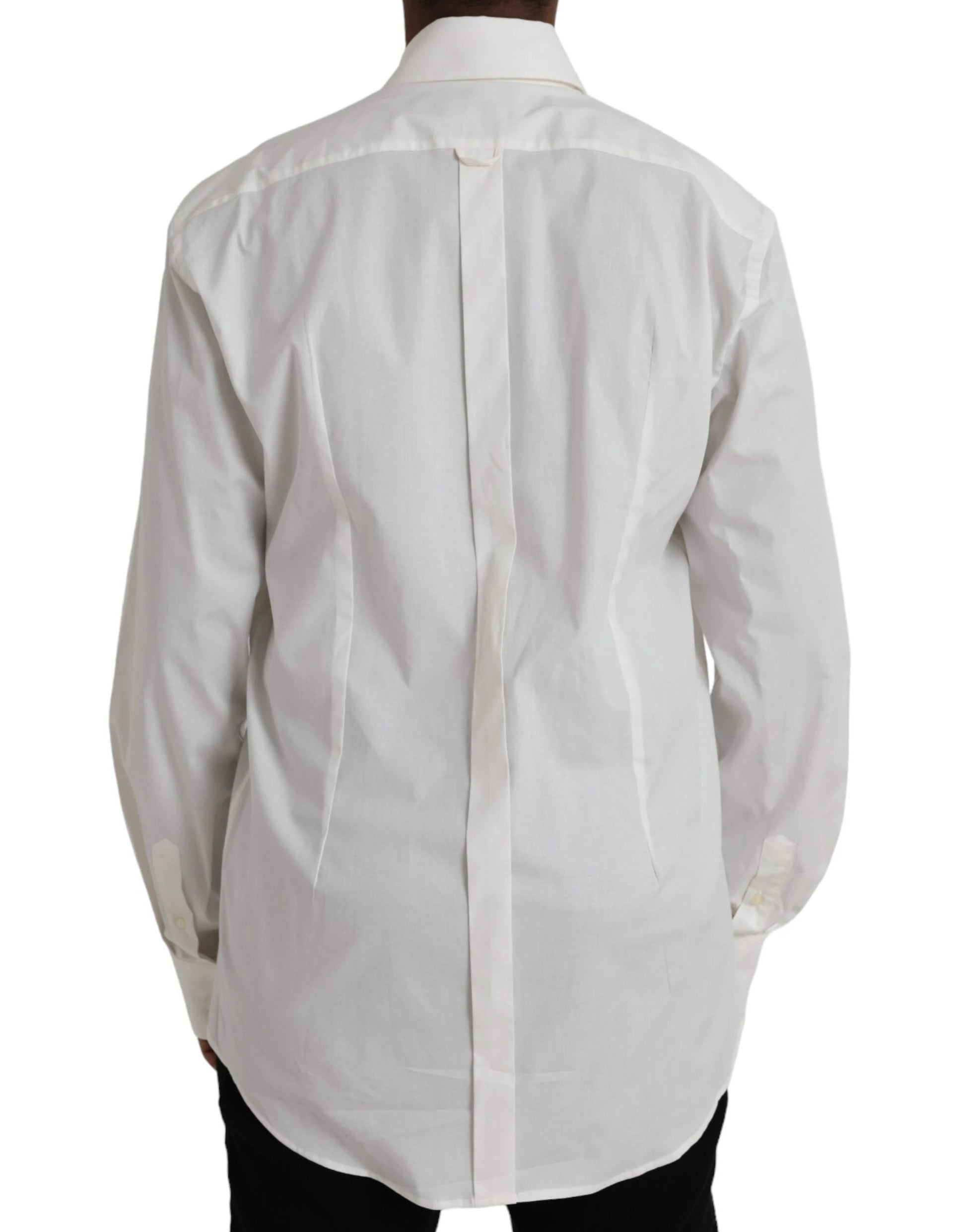 Dolce & Gabbana White Cotton Dress Slim Fit GOLD Shirt by Dolce & Gabbana