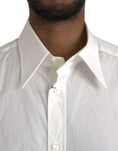 Dolce & Gabbana White Cotton Dress Slim Fit GOLD Shirt by Dolce & Gabbana