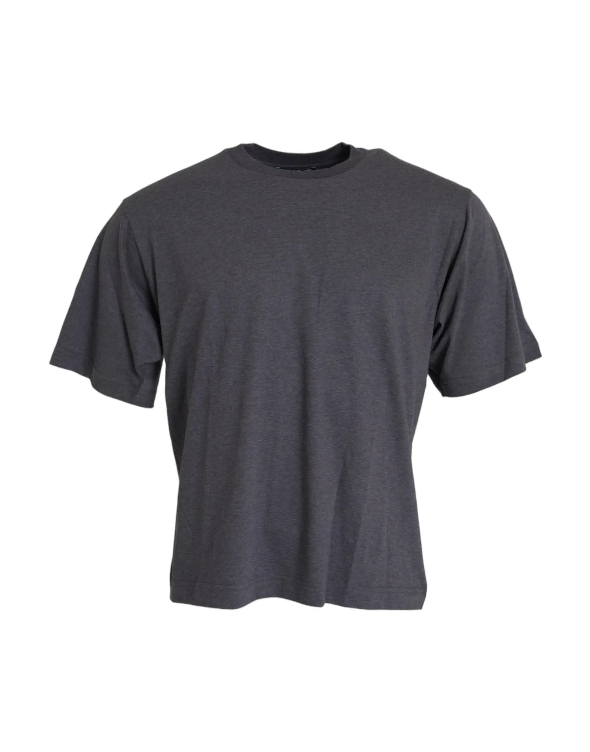 Dolce & Gabbana Gray Cotton Round Neck Short Sleeve T-shirt by Dolce & Gabbana