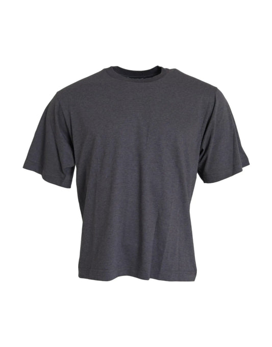 Dolce & Gabbana Gray Cotton Round Neck Short Sleeve T-shirt by Dolce & Gabbana