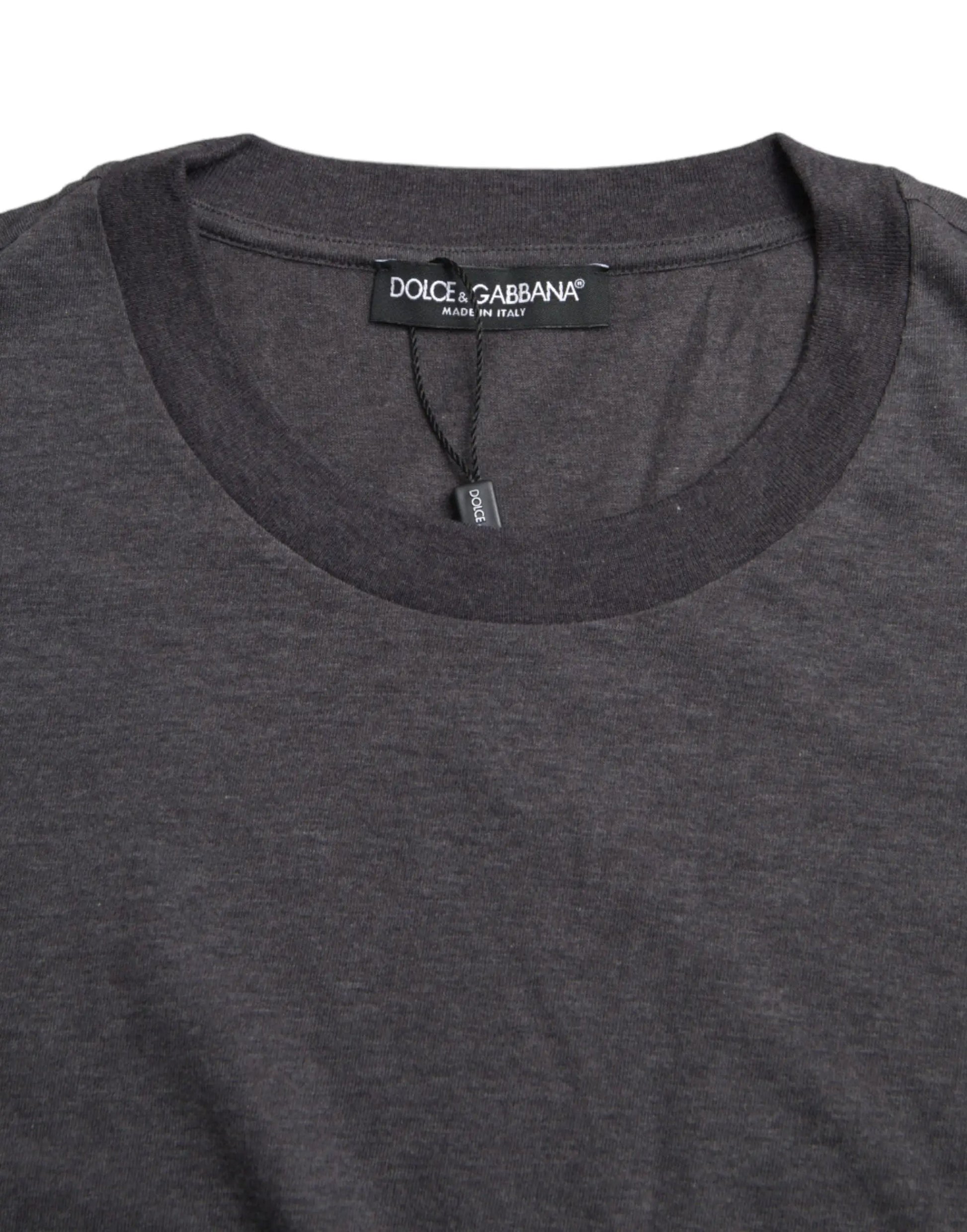 Dolce & Gabbana Gray Cotton Round Neck Short Sleeve T-shirt by Dolce & Gabbana