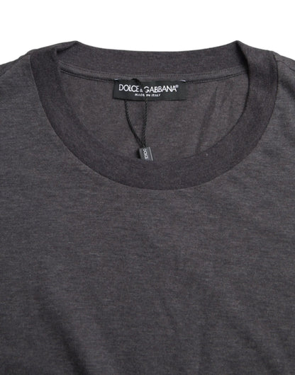 Dolce & Gabbana Gray Cotton Round Neck Short Sleeve T-shirt by Dolce & Gabbana