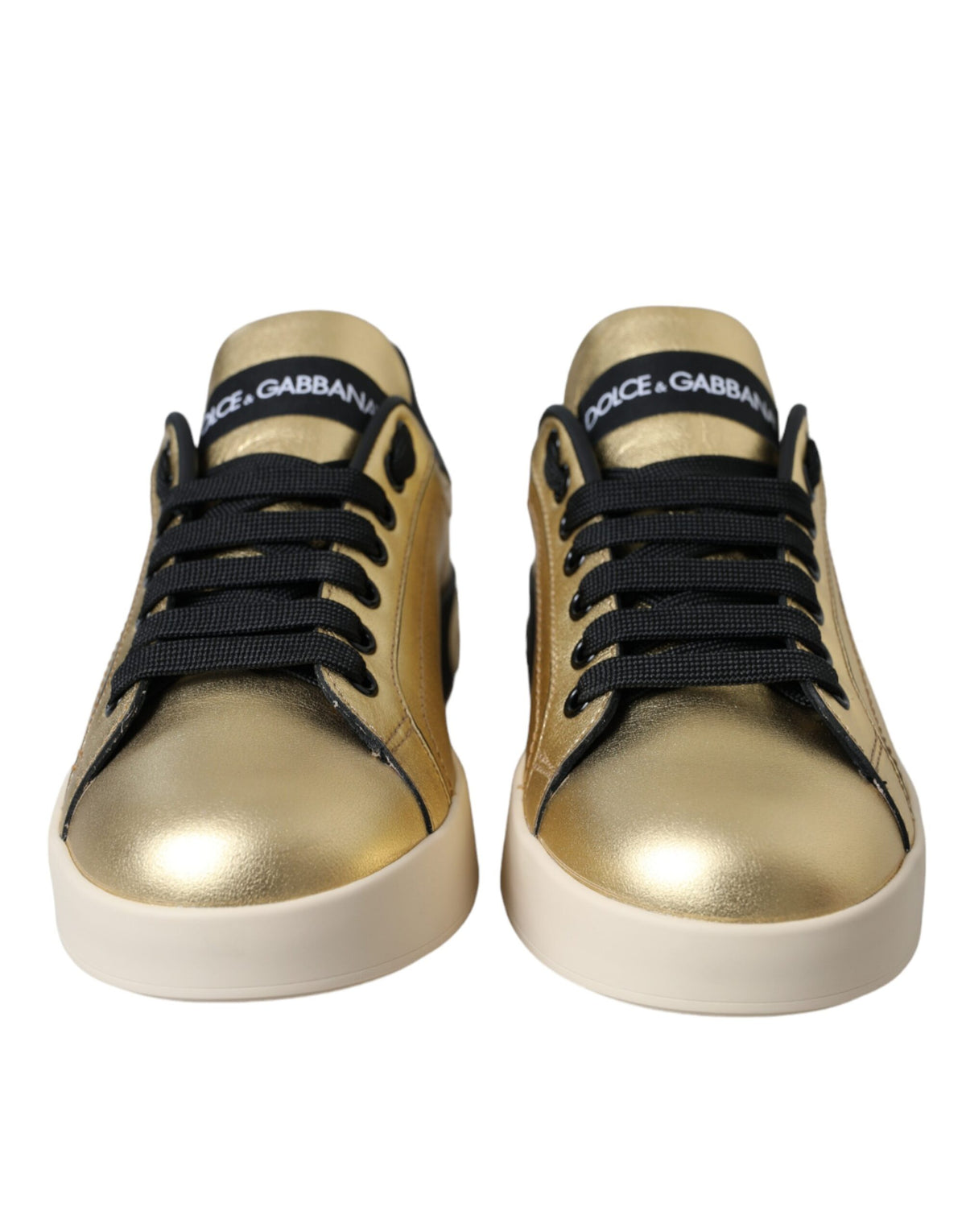 Baskets Dolce & Gabbana femme Portofino en cuir de veau doré – LA11149