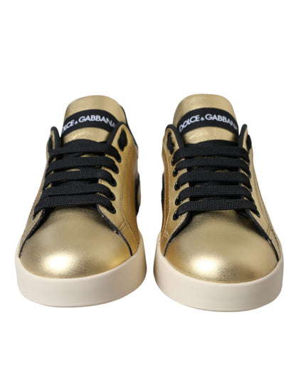 Baskets Dolce & Gabbana femme Portofino en cuir de veau doré – LA11149