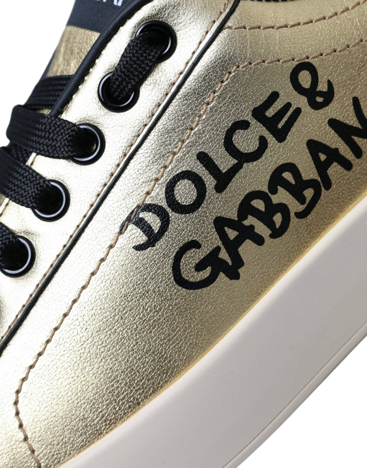Baskets Dolce & Gabbana femme Portofino en cuir de veau doré – LA11149