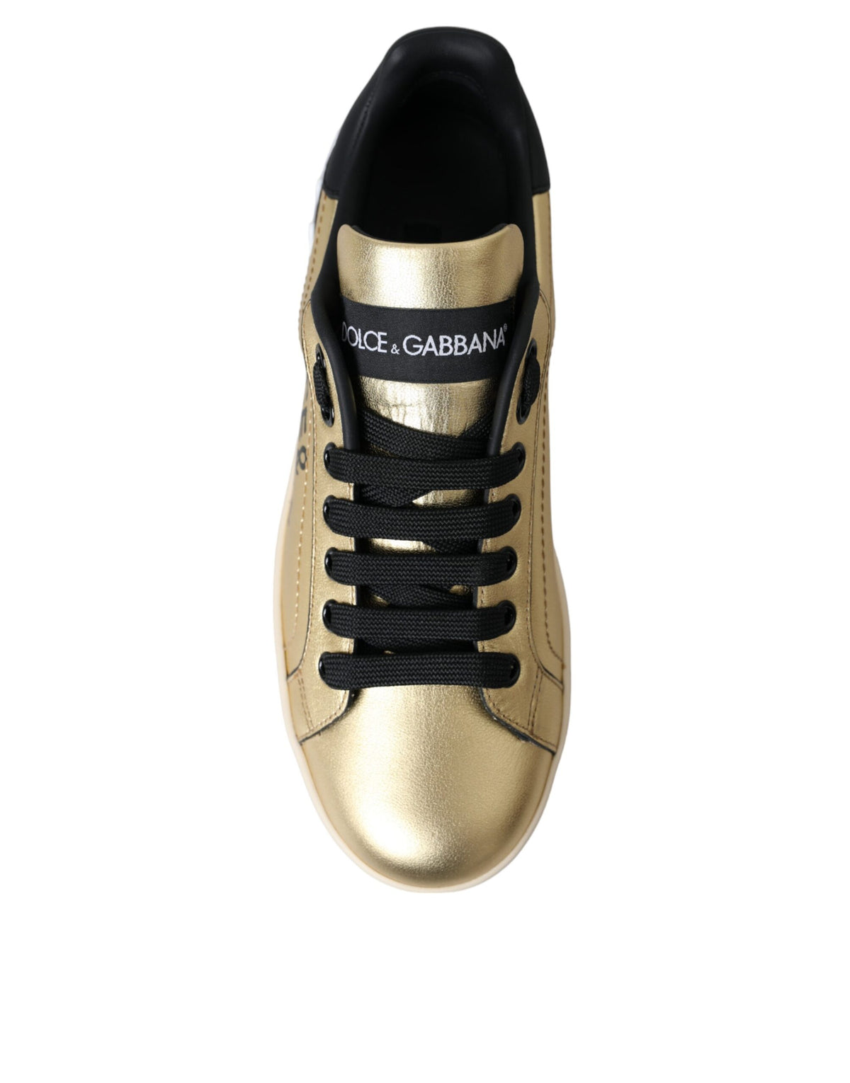 Baskets Dolce & Gabbana femme Portofino en cuir de veau doré – LA11149