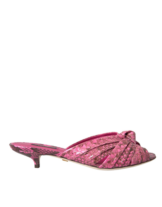 Dolce & Gabbana – Mules Kitten Heel Cuir Python Rose Print Animal | Femme