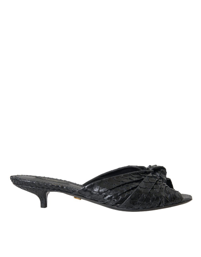 Dolce & Gabbana – Mules Kitten Heel Cuir Python Noir Print Animal | Femme