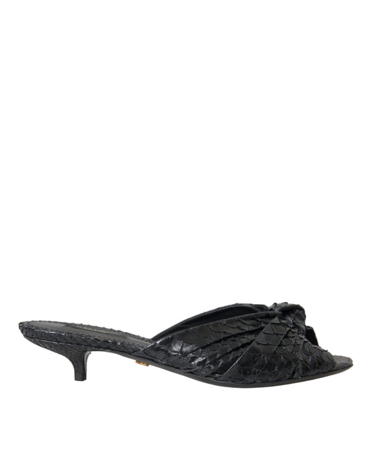 Dolce & Gabbana – Mules Kitten Heel Cuir Python Noir Print Animal | Femme