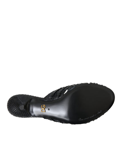 Dolce & Gabbana – Mules Kitten Heel Cuir Python Noir Print Animal | Femme