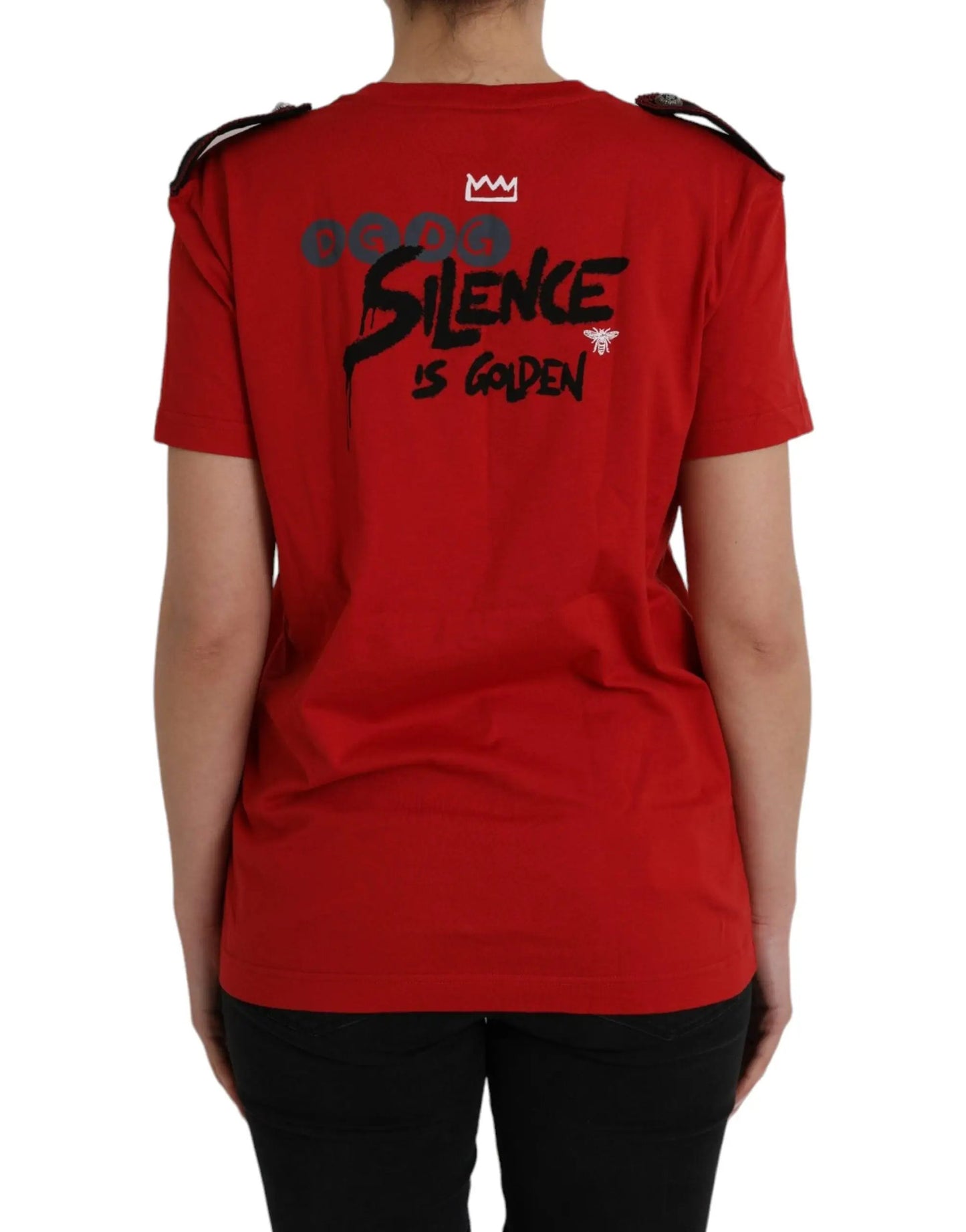 Dolce & Gabbana Red Cotton Graphic Print Crew Neck T-shirt by Dolce & Gabbana
