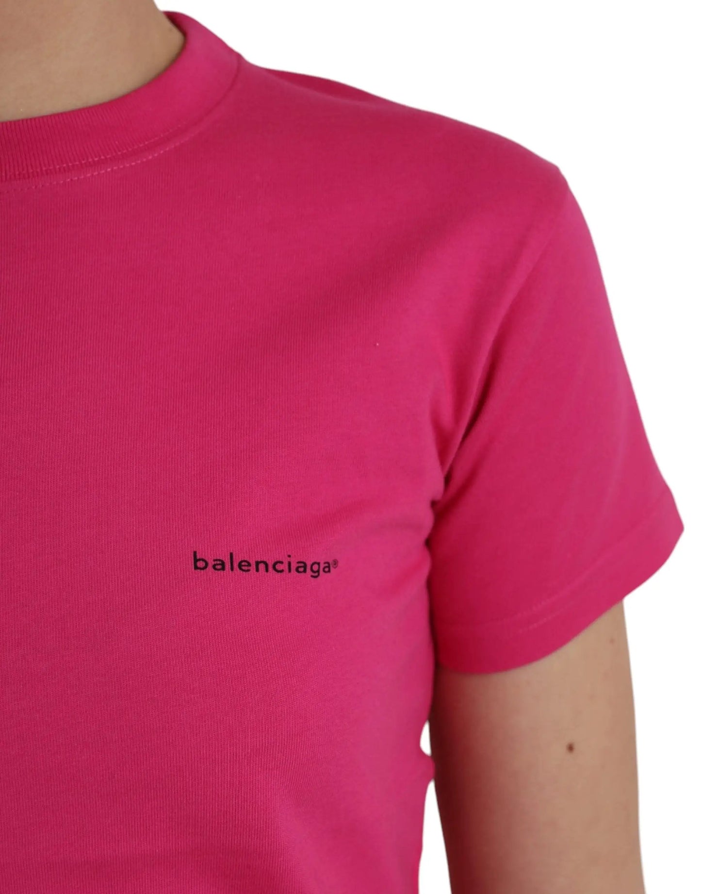 Balenciaga Pink Cotton Crew Neck Short Sleeves Tee T-shirt by Balenciaga