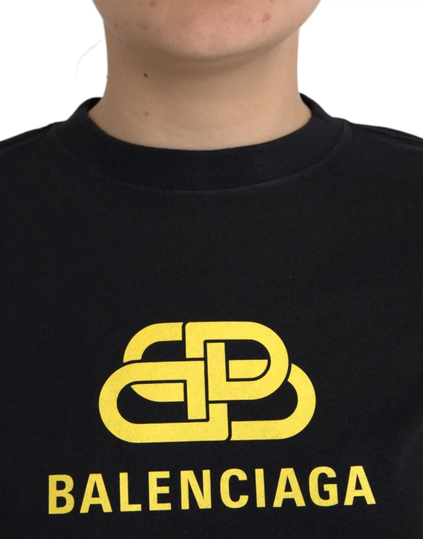 Balenciaga Black Cotton Logo Print Crew Neck Short Sleeves T-shirt by Balenciaga