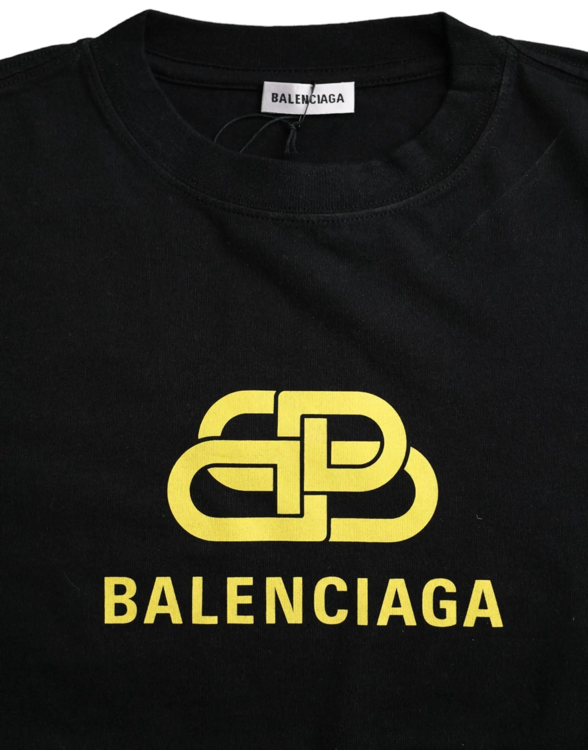 Balenciaga Black Cotton Logo Print Crew Neck Short Sleeves T-shirt by Balenciaga