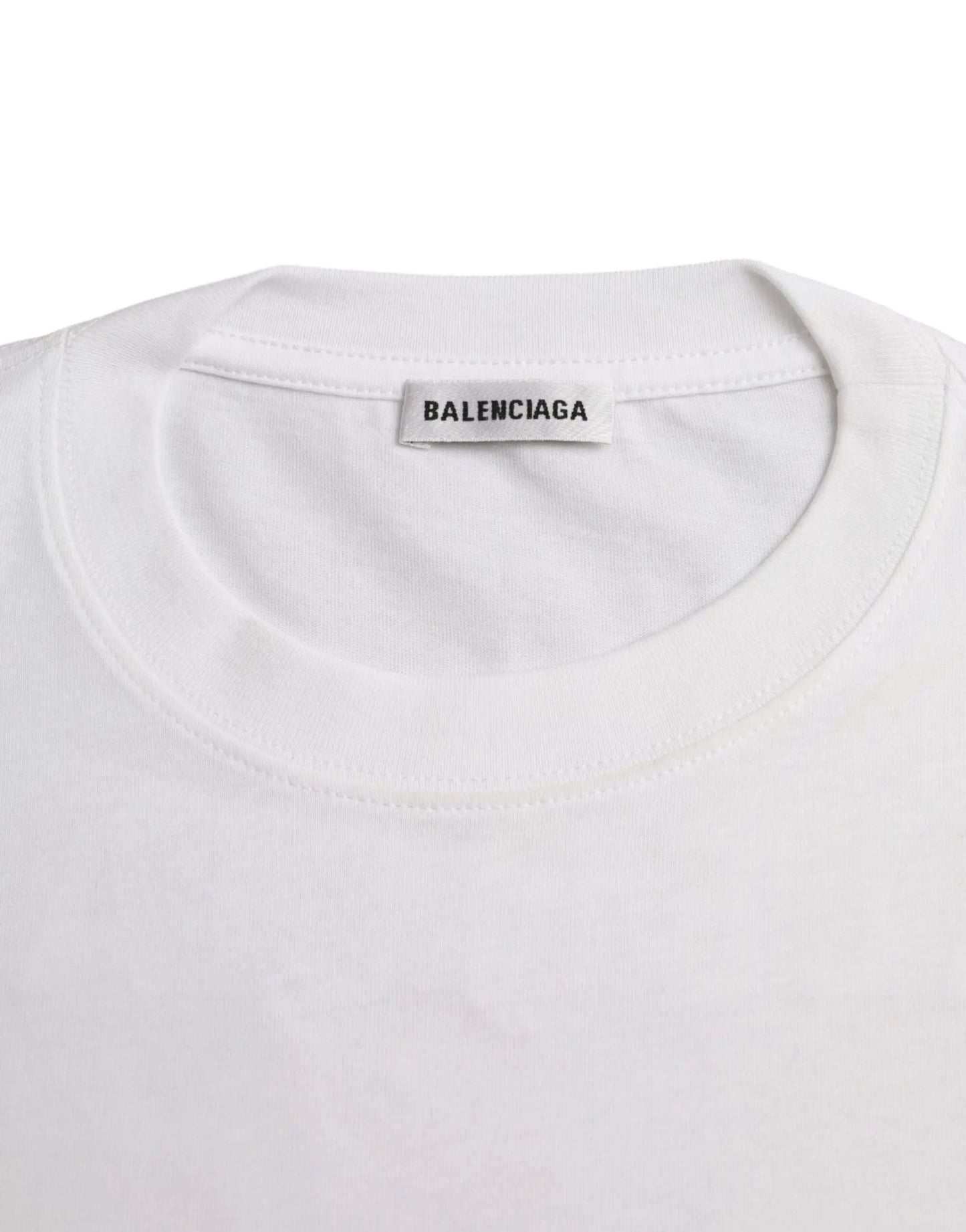 Balenciaga White Cotton Crew Neck Short Sleeves T-shirt by Balenciaga