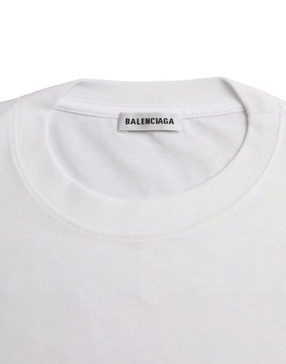 Balenciaga White Cotton Crew Neck Short Sleeves T-shirt by Balenciaga