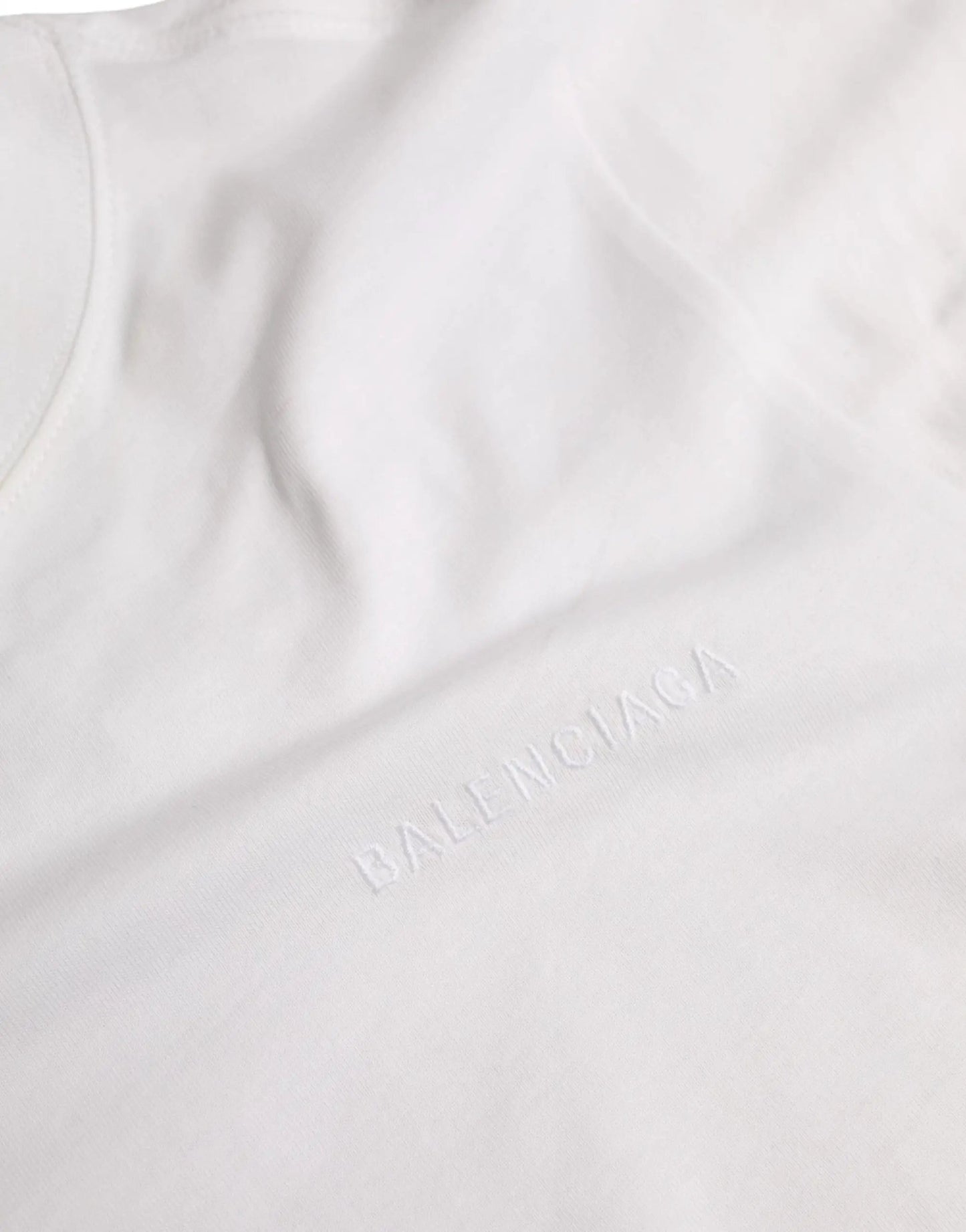 Balenciaga White Cotton Crew Neck Short Sleeves T-shirt by Balenciaga