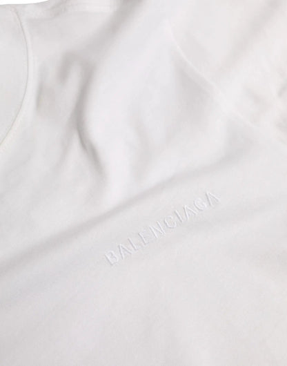 Balenciaga White Cotton Crew Neck Short Sleeves T-shirt by Balenciaga