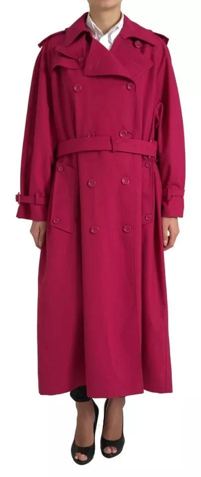 Dolce & Gabbana Dark Pink Double Breasted Trench Coat Jacket by Dolce & Gabbana