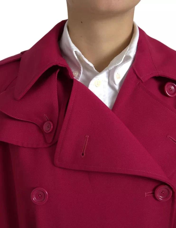 Dolce & Gabbana Dark Pink Double Breasted Trench Coat Jacket by Dolce & Gabbana