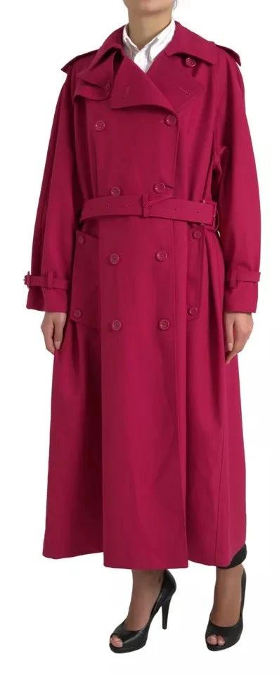 Dolce & Gabbana Dark Pink Double Breasted Trench Coat Jacket by Dolce & Gabbana
