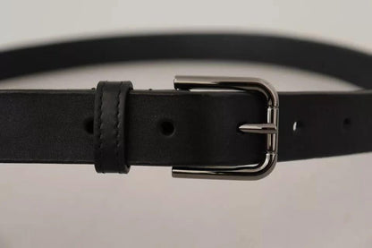 Dolce & Gabbana Black Calf Leather Classic Metal Logo Buckle Belt by Dolce & Gabbana