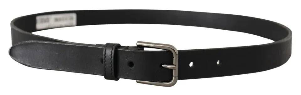 Dolce & Gabbana Black Calf Leather Classic Metal Logo Buckle Belt by Dolce & Gabbana